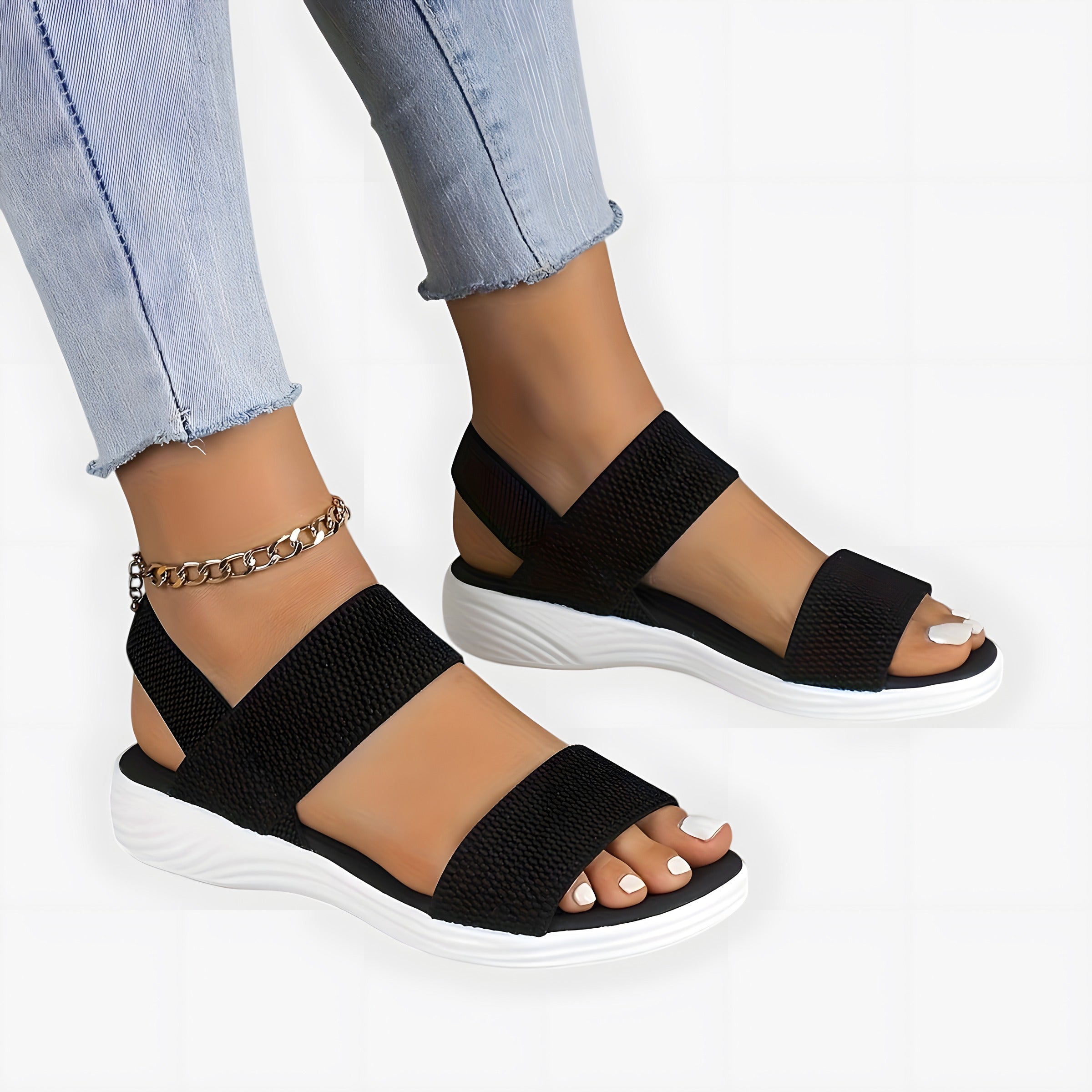 Jessamine | Sandales orthopédiques femme élégantes Noir