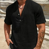 LINEN V-NECK SHIRT FOR MEN
