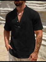 LINEN V-NECK SHIRT FOR MEN