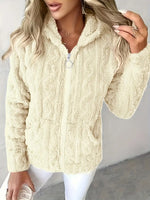 Marie | Sweat zippé à capuche en maille torsadée