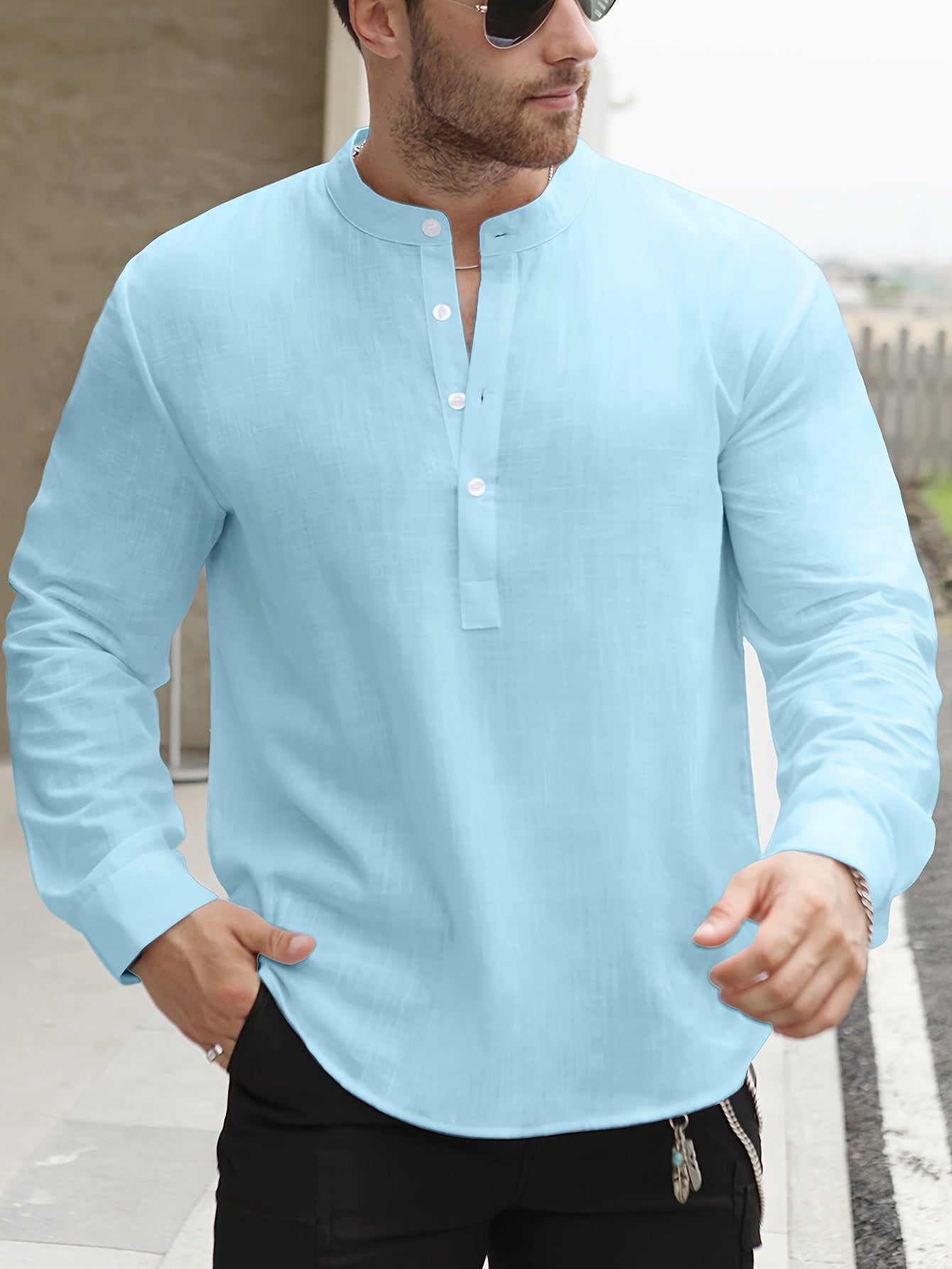 BOAT NECK COTTON SHIRT FOR MEN