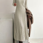 Sarah — Robe Maxi en Tricot Câblé Confortable