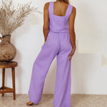 Megan - Ensemble Top Minimaliste et Pantalon Évasé