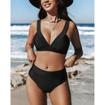 Maillot de bain uni à taille haute