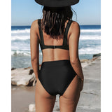 Maillot de bain uni à taille haute