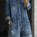 Combi-Short en Jean Coupe Décontractée