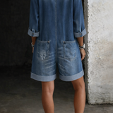 Combi-Short en Jean Coupe Décontractée