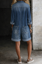 Combi-Short en Jean Coupe Décontractée
