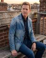 WASHED DENIM BLAZER FOR MEN
