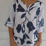 Noëlle | Blouse fleurie à col V