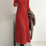 Sarah — Robe Maxi en Tricot Câblé Confortable