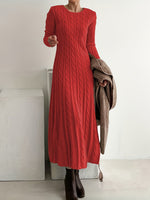 Robe Maxi en Tricot Câblé Confortable