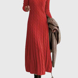 Ondine | Robe longue en maille à torsades