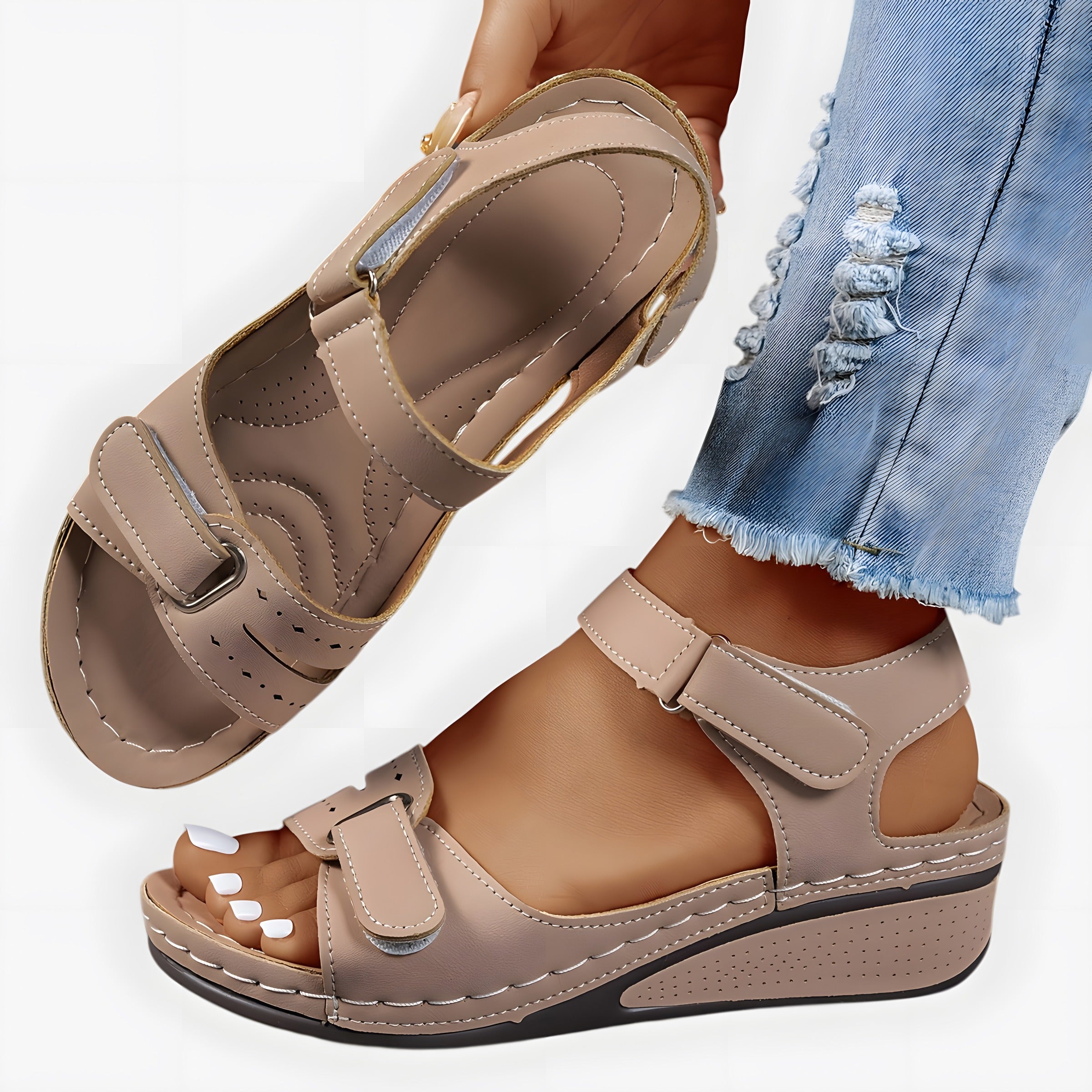 Hana | Sandales orthopédiques femme de soutien Kaki