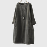 Grace — Robe Midi en Velours Côtelé Détendue