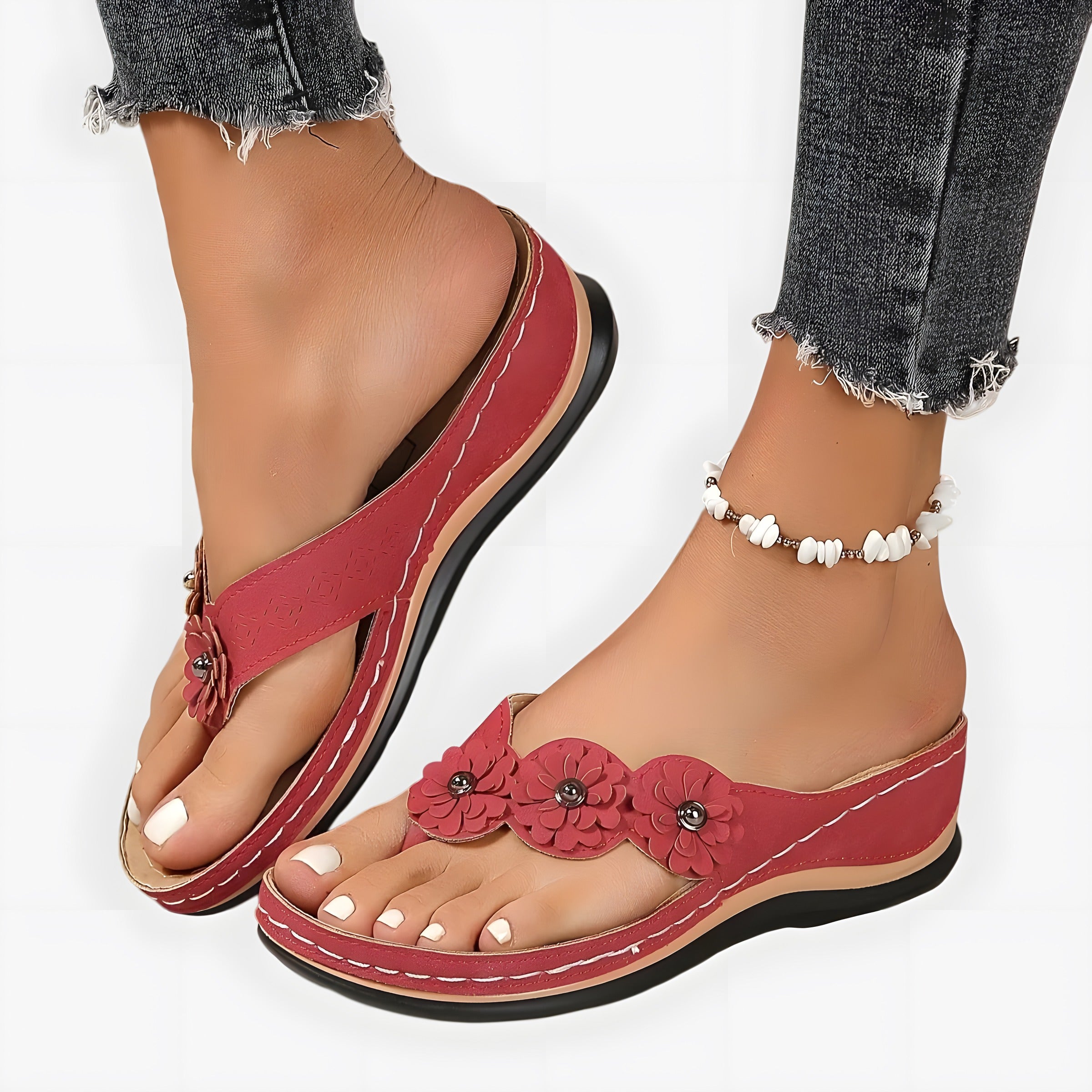 Aliénor | Tongs orthopédiques femme élégantes Rouge