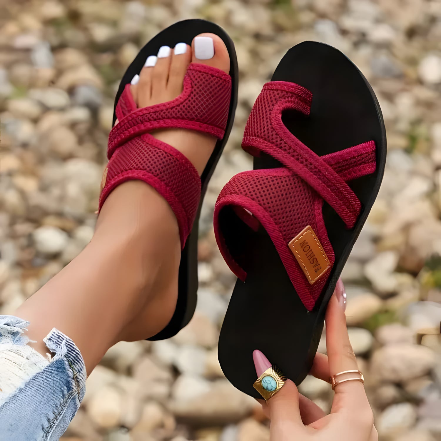 Angèle | Sandales orthopédiques femme d'été Rouge