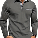 Men's Long Sleeve Polo with Check Collar