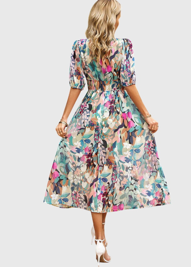 Merlin — Robe Midi Florale Flatteuse