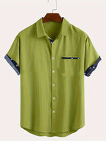 LINEN BLEND LAPEL SHIRT FOR MEN