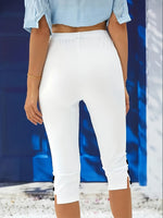 Oriane | Pantalon corsaire à fente boutonnée