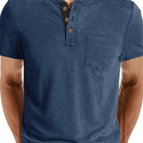 COTTON BLEND HENLEY TOP FOR MEN