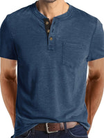 COTTON BLEND HENLEY TOP FOR MEN