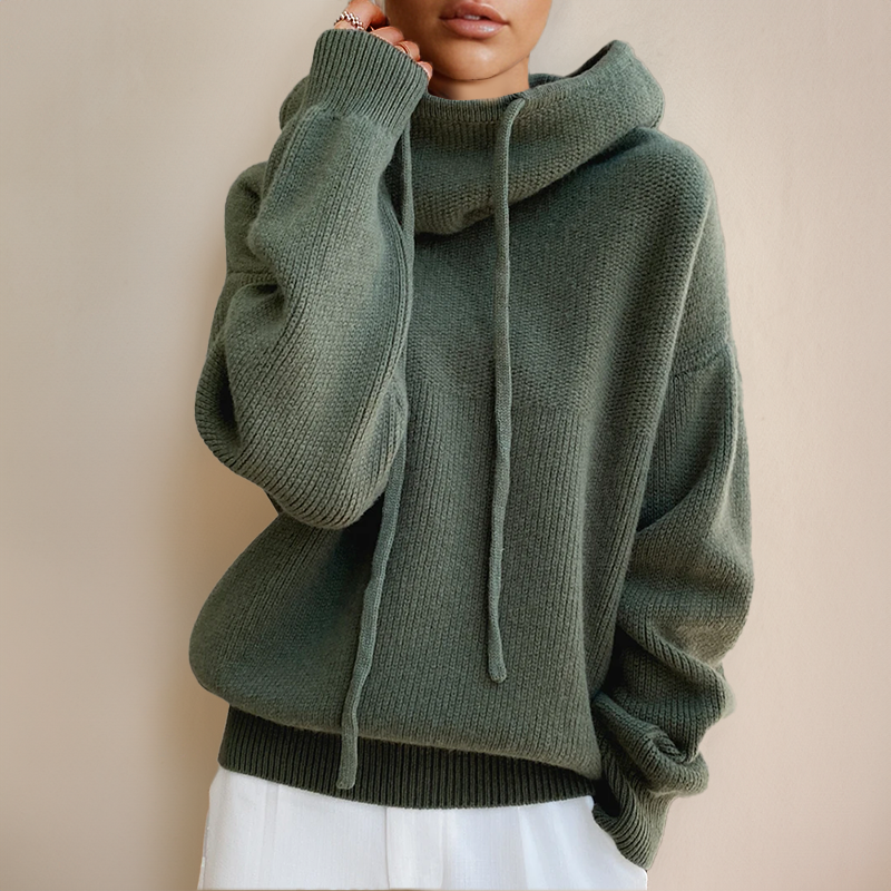 Julie | Sweat à capuche ajusté à cordon Vert, photo studio