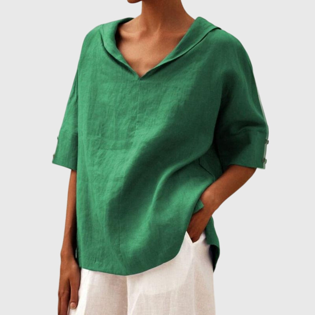 Marguerite | Blouse ample décontractée Vert, photo studio