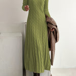 Sarah — Robe Maxi en Tricot Câblé Confortable