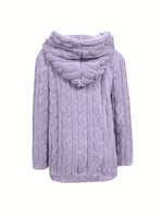 Marie | Sweat zippé à capuche en maille torsadée