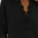 Huguette | Blouse raffinée à col V volanté