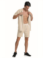 LINEN DRAWSTRING LOOSE SHORTS FOR MEN