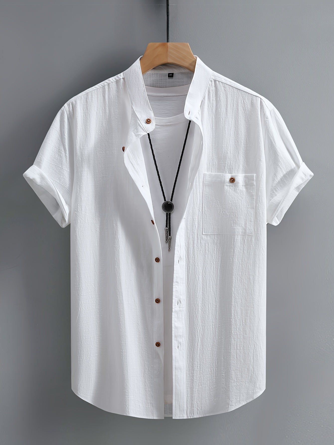 CREW NECK BUTTON SHIRT FOR MEN