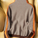 Éva | Pull ample à col roulé et rayure contrastée