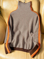 Éva | Pull ample à col roulé et rayure contrastée