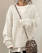 Cyrielle | Pull ample à torsades et col fendu