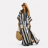 Olympe | Caftan long à rayures en dents de scie