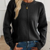 Adèle | Pull à col rond et surpiqûre décorative