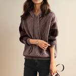 Julie — Pull à Capuche en Tricot Cable