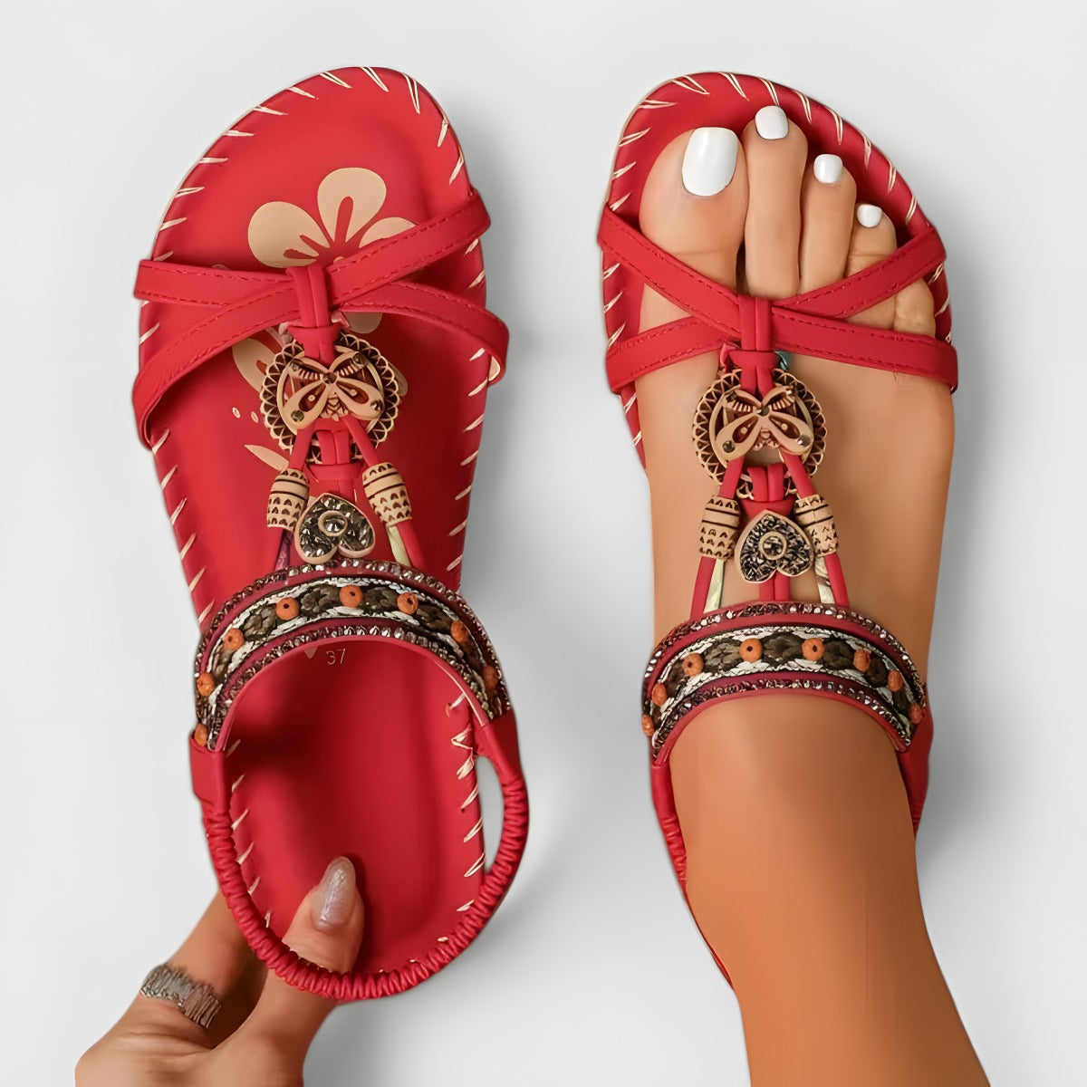 Jayla | Sandales orthopédiques femme confortables Rouge Tolède