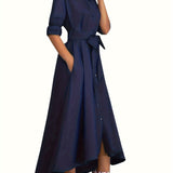 Martine — Robe Maxi Boutonnée Parfaite pour les Fêtes