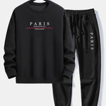 Ensemble Sidonie — sweat à col rond coupe décontractée à slogan Paris & pantalon de jogging