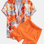 Ensemble — chemise à imprimé fleurs tropicales & short de bain à cordon