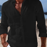 LINEN BLEND BUTTON SHIRT FOR MEN