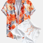 Ensemble — chemise à imprimé fleurs tropicales & short de bain à cordon