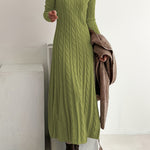Sarah — Robe Maxi en Tricot Câblé Confortable