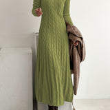 Sarah — Robe Maxi en Tricot Câblé Confortable