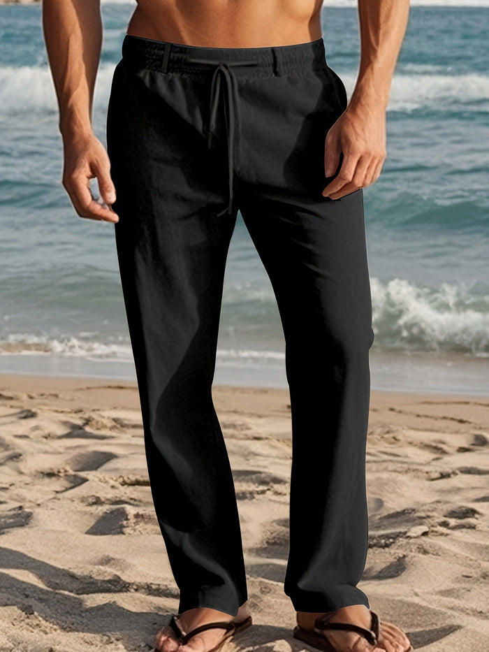 SOLID LINEN TROUSERS FOR MEN