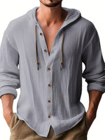 HOODED LINEN SHIRT FOR MEN